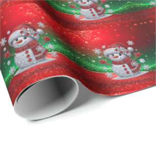 Papel de regalo navideño con muñeco de nieve y cri