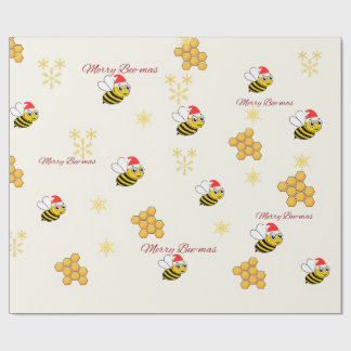 Papel de regalo navideño de abeja rústica