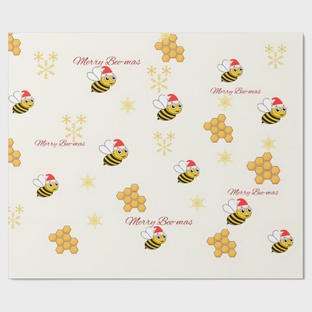 Papel de regalo navideño de abeja rústica (Superficie plana)