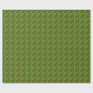 Papel de regalo navideño de adornos rojos y verde
