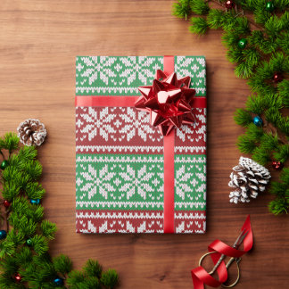 Papel de regalo Navideño de copo de nieve rojo y v