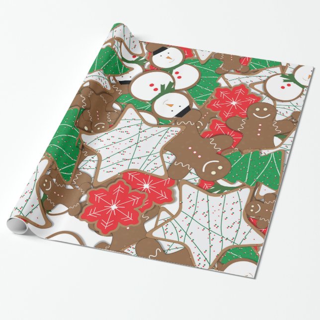 Papel de regalo navideño de galletas de Navidad (Desenrollado)