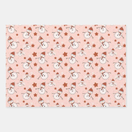 Papel de regalo navideño de muñeco de nieve