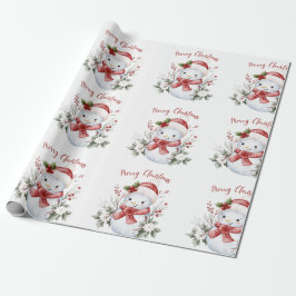 Papel de regalo navideño de muñeco de nieve festiv