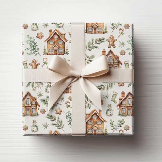 Papel de Regalo Navideño de Pan de Jengibre (Gingerbread Holiday Wrapping Paper
)