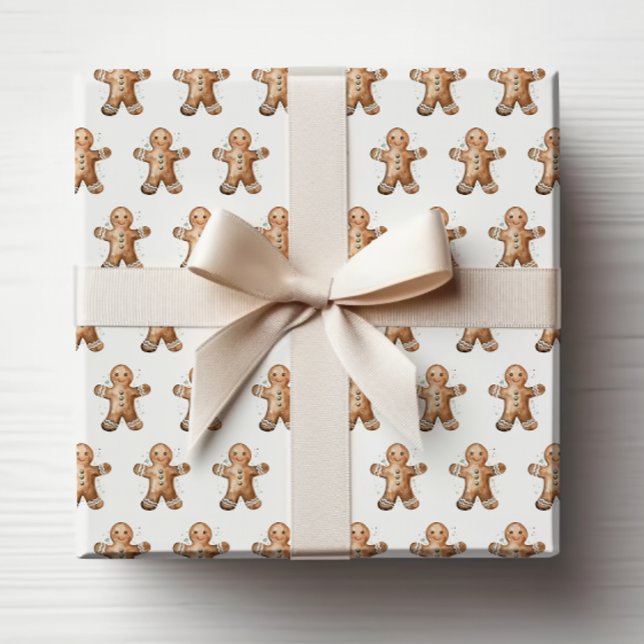 Papel de Regalo Navideño de Pan de Jengibre (Vintage Christmas Gingerbread Cookie Holiday Wrapping Paper by Painted Paperie
)