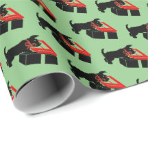 Papel de regalo navideño de perro Scottie lindo