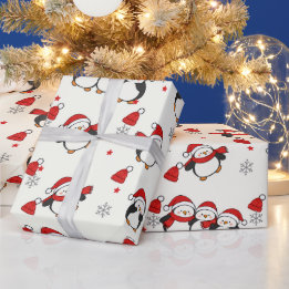 Papel de regalo navideño de pingüinos lindos de cr