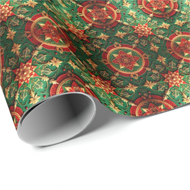 Papel de Regalo Navideño Decorativo Rojo Verde (Esquina del rollo)