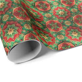 Papel de Regalo Navideño Decorativo Rojo Verde