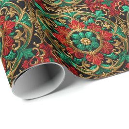 Papel de Regalo Navideño Decorativo Verde Rojo
