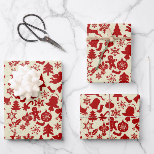 Papel de regalo navideño festivo con patrón Rustic