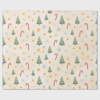 Papel de Regalo Navideño Festivo Crema
