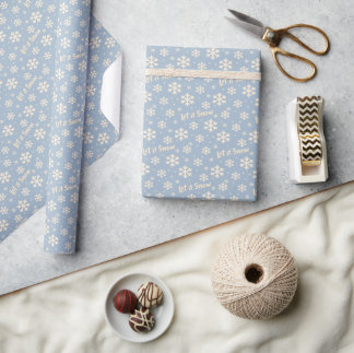 Papel de regalo navideño Let It Snow - Azul