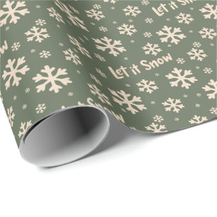 Papel de regalo navideño Let It Snow - Verde