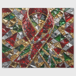 Papel de regalo navideño mosaico de oro esmeralda