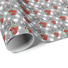 Papel de regalo Navideño negro y blanco con campan