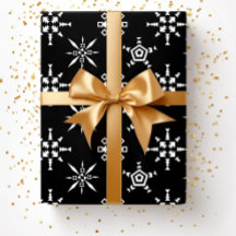 Navideño Patrón de Copo de Nieve de Invierno Negro