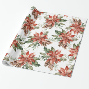Papel de regalo navideño Poinsettia