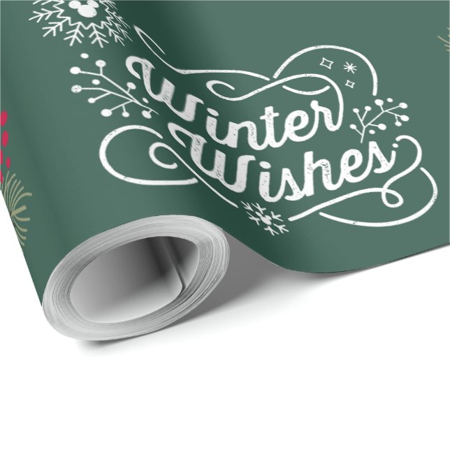 Papel de regalo Navideño verde oscuro rojo y blanc (Esquina del rollo)