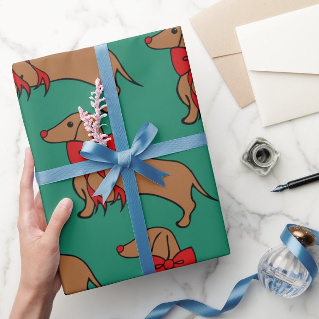 Papel de regalo navideño vibrante Dachshund (Regalar)