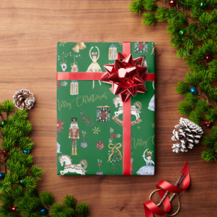 Papel De Regalo Navideño Vintage El Cascanueces Feliz Navidad