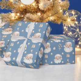 Papel de regalo navideño vintage lindo de Santa Cl