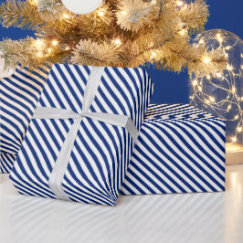 Papel De Regalo Navy and White Angled Stripes