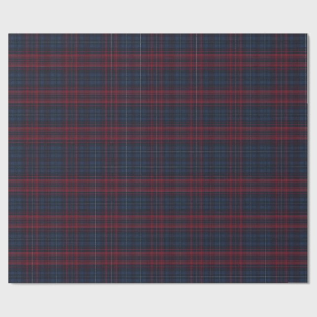 Papel De Regalo Navy Blue and Burgundy Plaid Wrapping Paper (Superficie plana)