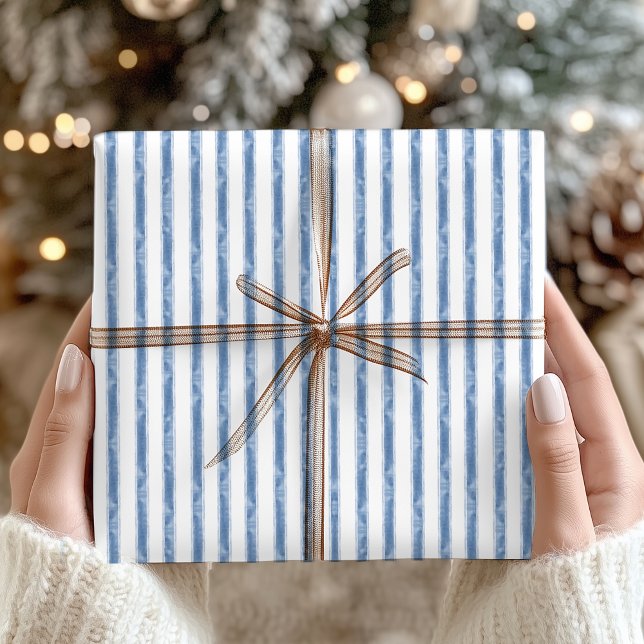 Papel De Regalo Navy Blue and White Stripe Coastal Christmas (Subido por el creador)