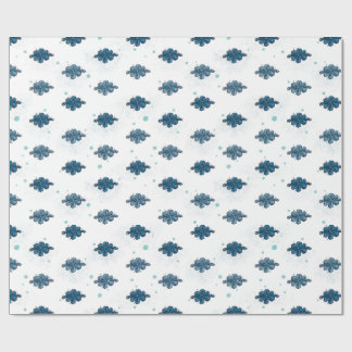 Papel De Regalo Navy Blue Bow Pattern Glossy Wrapping Paper