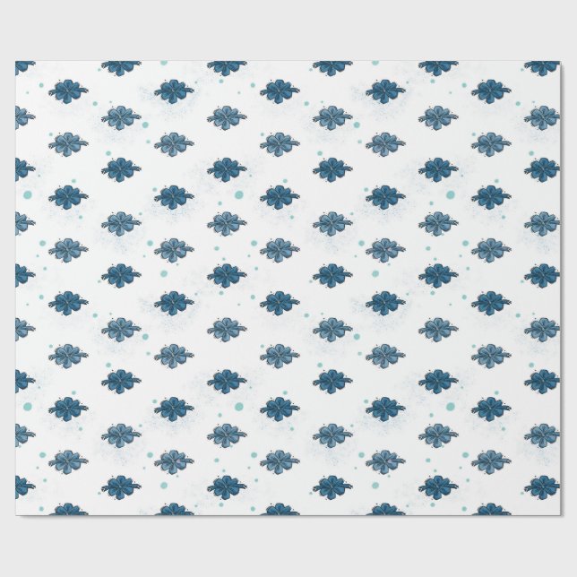 Papel De Regalo Navy Blue Bow Pattern Glossy Wrapping Paper (Superficie plana)