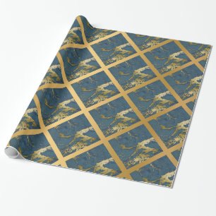 PAPEL DE REGALO NAVY BLUE ORO MÁRMOL BODA WRAP WRAPPER PAPER