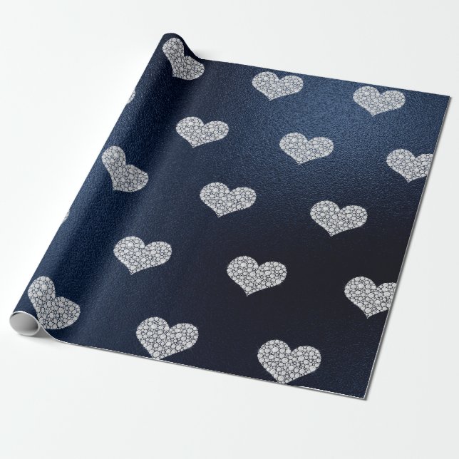 PAPEL DE REGALO NAVY DIAMOND ELEGANT BRAP BODA DE CUMPLEAÑOS (Desenrollado)