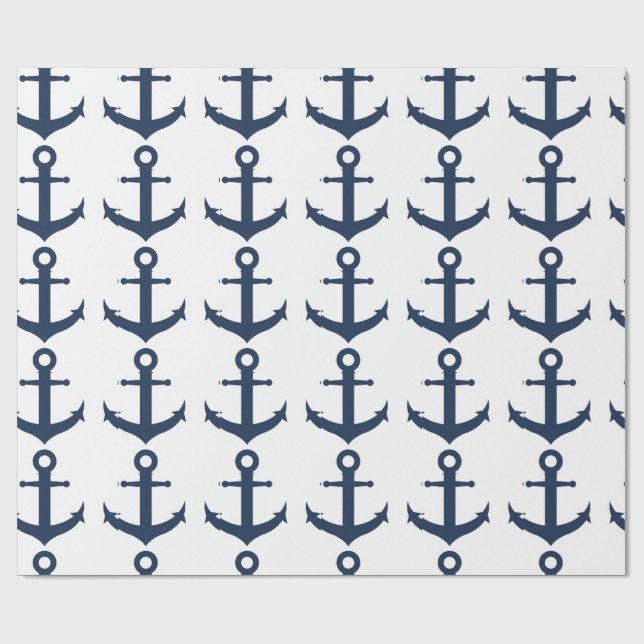 Papel De Regalo Navy Ship Anchor Nautical  (Superficie plana)