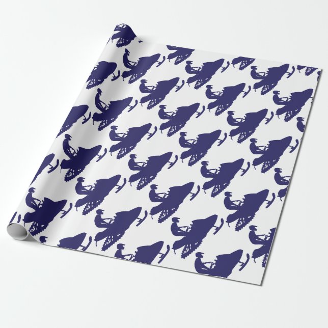 Papel De Regalo Navy-Snowmobiler (Desenrollado)