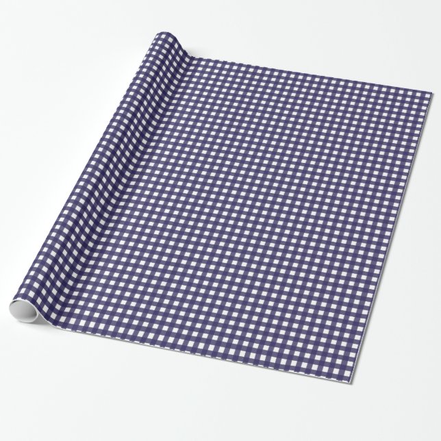 Papel De Regalo Navy y White Gingham (Desenrollado)