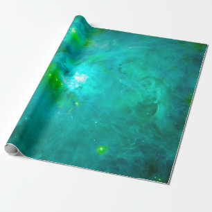Papel De Regalo Nebulosa de Orión Aqua Verde Azulado
