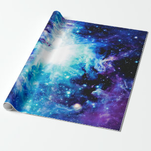 Papel De Regalo Nebulosa de Orión grande púrpura azul turquesa