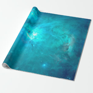 Papel De Regalo Nebulosa de Orión Turquesa Verde Azul