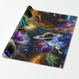 Papel De Regalo Nebulosa espacial y planetas