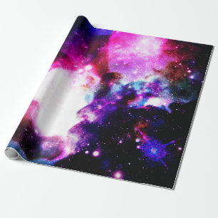 Papel De Regalo Nebulosa Galáctica Rosa Púrpura Azul