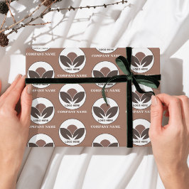 Papel De Regalo Negocio de Logo Personalizado | Mocha Mousse