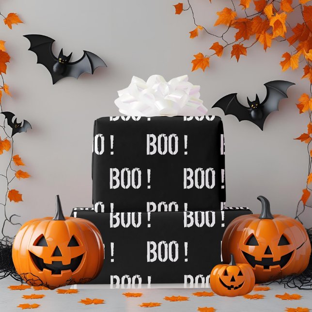 Papel De Regalo Negra "BOO" Halloween (Subido por el creador)