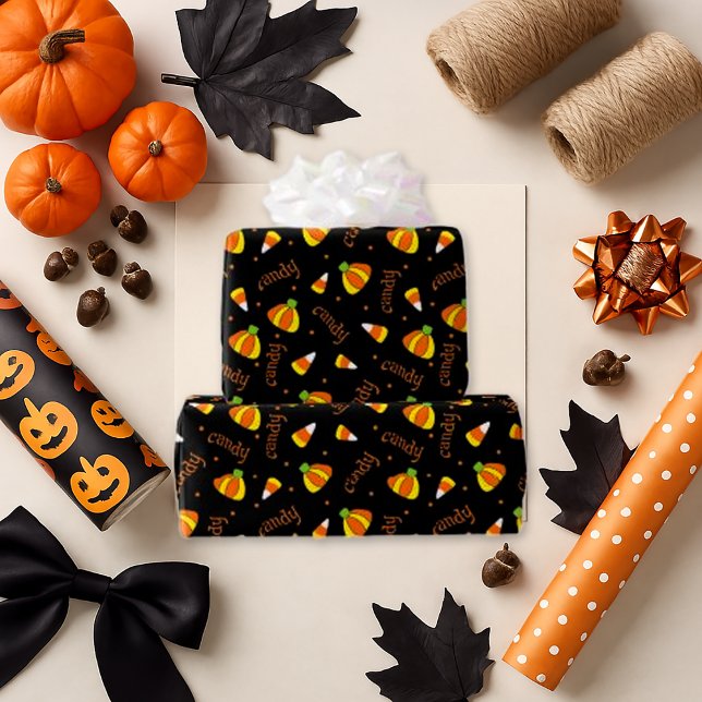Papel De Regalo Negra Candy Corn Black Fun Halloween (Subido por el creador)