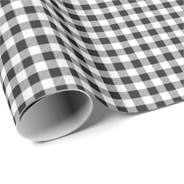 Papel De Regalo Negra | Libro de ajuste de Gingham blanco