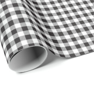 Papel De Regalo Negra | Libro de ajuste de Gingham blanco