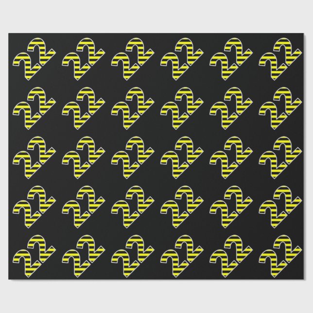 Papel De Regalo Negrita, Black & Yellow Stripes 22 Event # (Cumple (Superficie plana)
