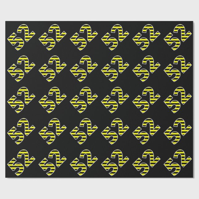 Papel De Regalo Negrita, Black & Yellow Stripes 52 Event # (Cumple (Superficie plana)