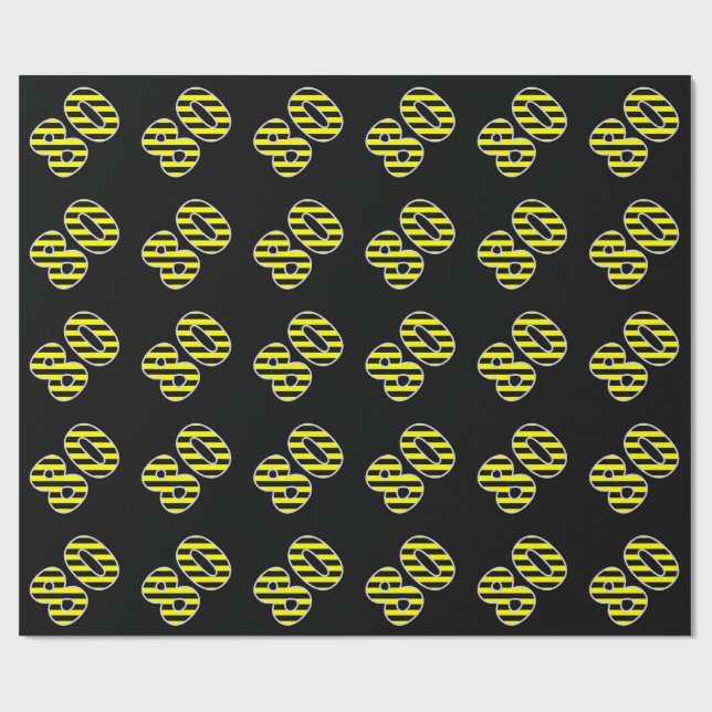 Papel De Regalo Negrita, Black & Yellow Stripes 80 Event # (Cumple (Superficie plana)